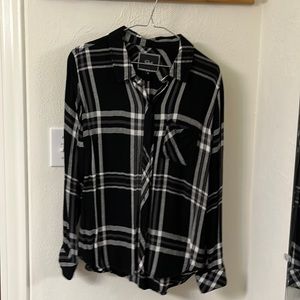 Black plaid button down